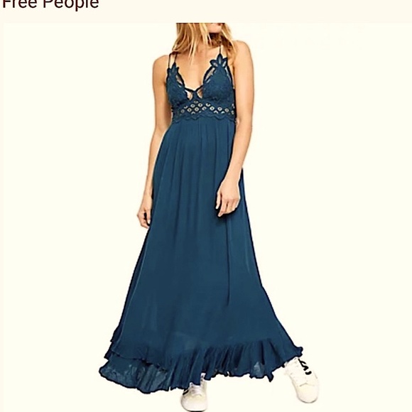 Free People Adella Maxi Slip Dress in Turquoise NWT - Picture 10 of 13